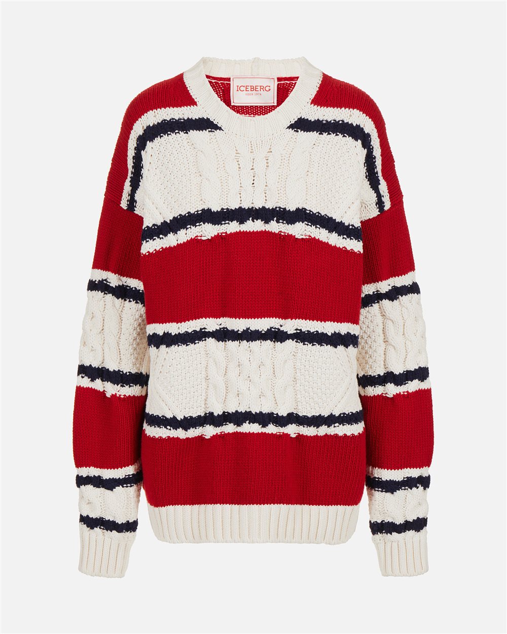 Oversized crewneck sweater in multicolored lambswool - Iceberg - Official Website