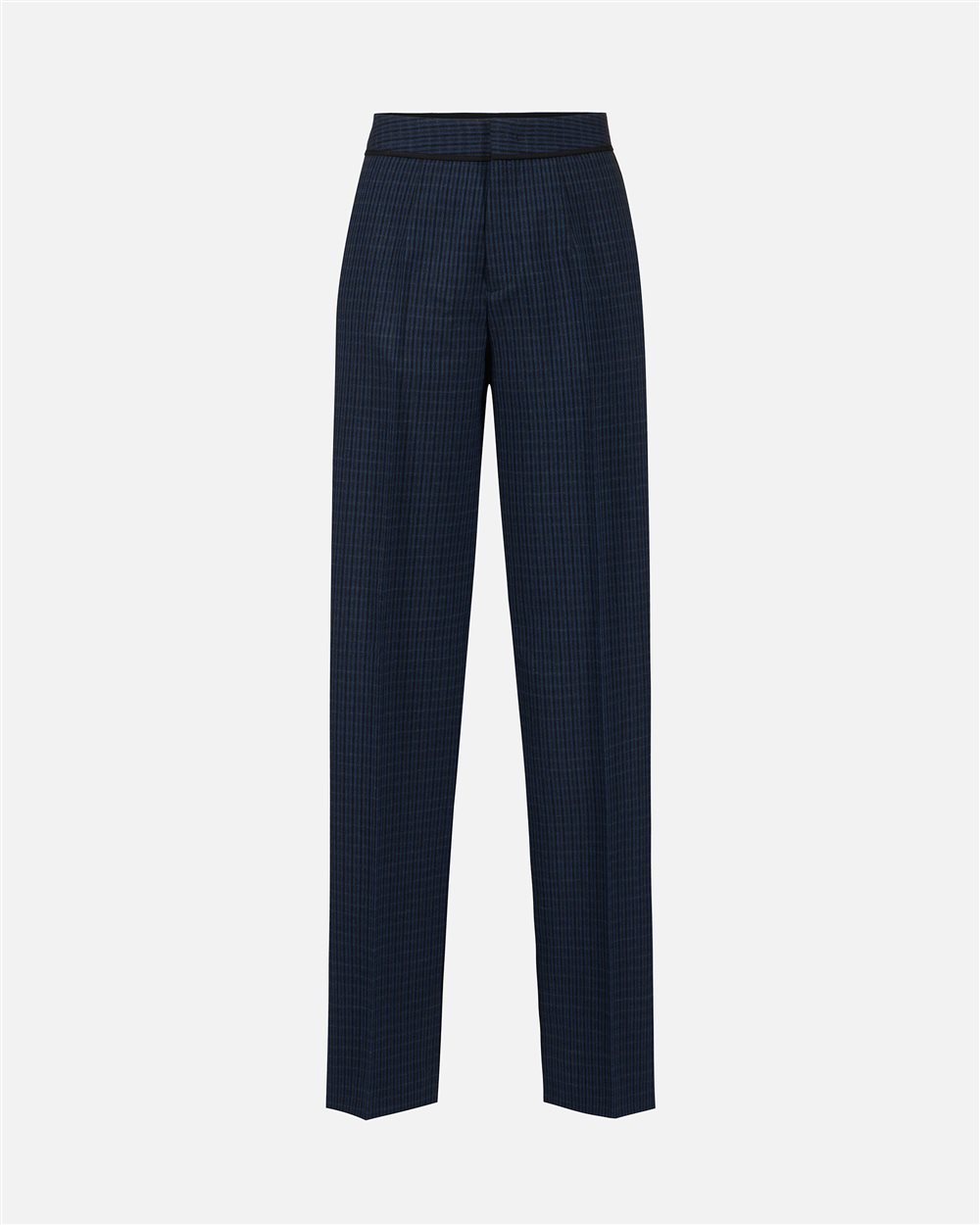 Relaxed-fit, low-rise trousers in blue and black check fabric - Iceberg - Official Website
