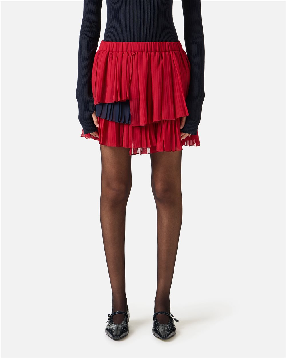 New shape relaxed fit skirt in red technical chiffon - Iceberg - Official Website