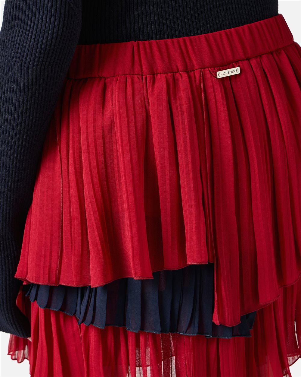 New shape relaxed fit skirt in red technical chiffon - Iceberg - Official Website