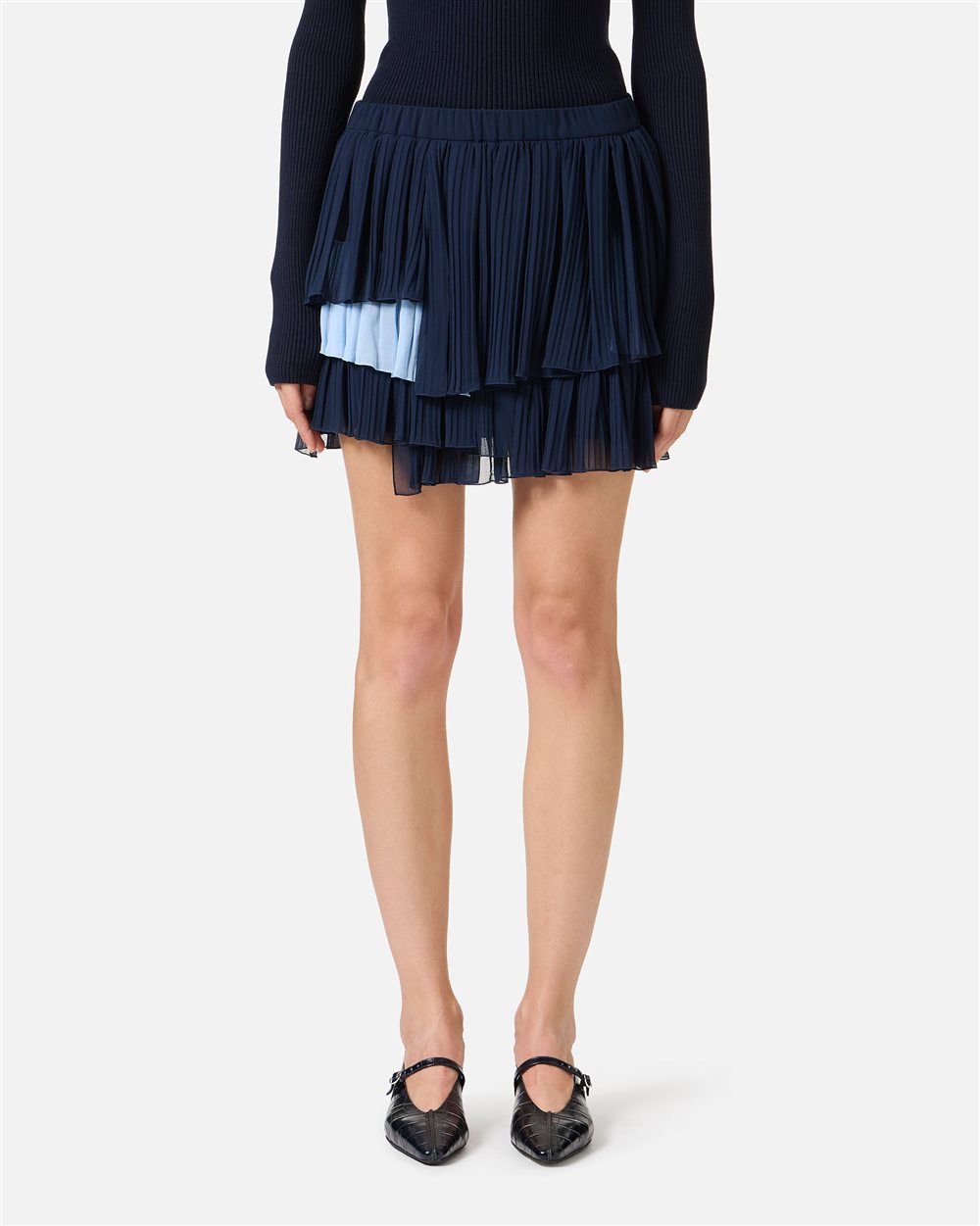New shape relaxed fit skirt in blue technical chiffon - Iceberg - Official Website