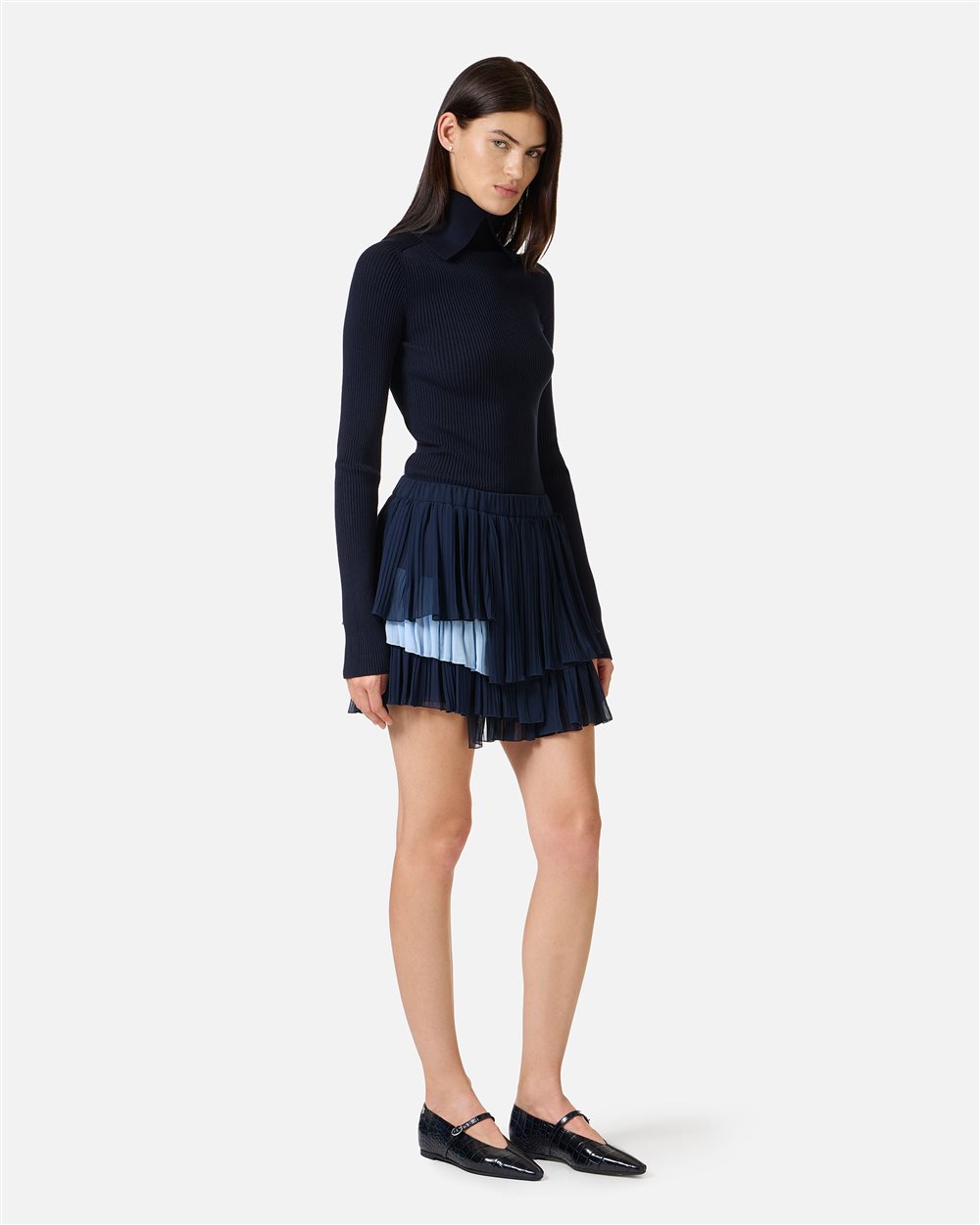New shape relaxed fit skirt in blue technical chiffon - Iceberg - Official Website