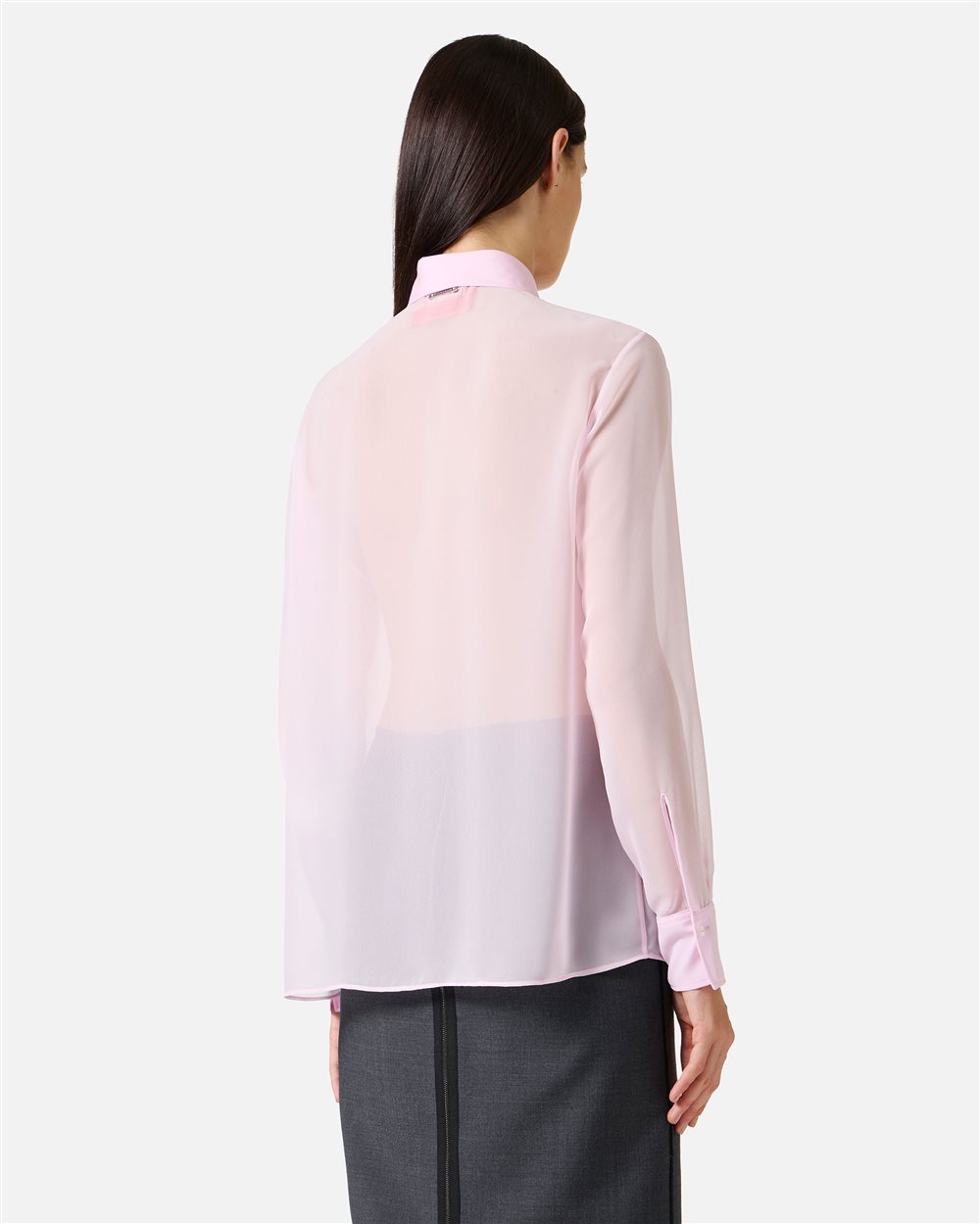 Regular-fit shirt in pink technical chiffon - Iceberg - Official Website