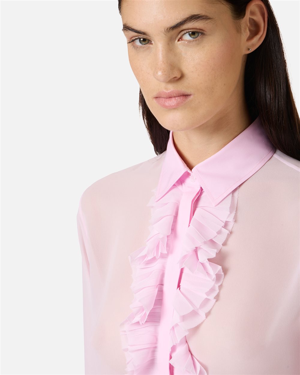 Regular-fit shirt in pink technical chiffon - Iceberg - Official Website
