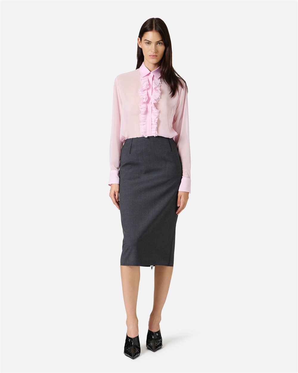 Regular-fit shirt in pink technical chiffon - Iceberg - Official Website