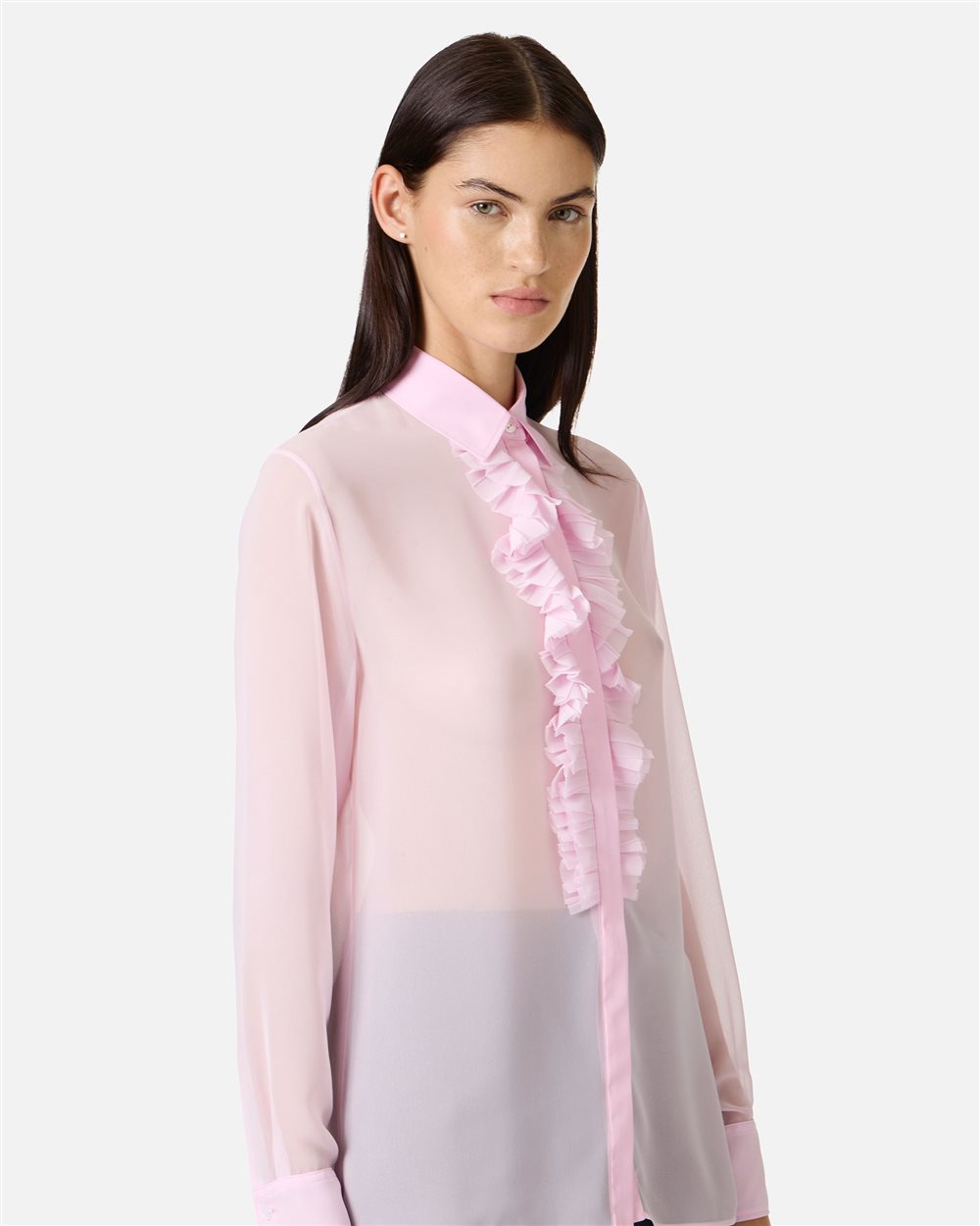 Regular-fit shirt in pink technical chiffon - Iceberg - Official Website