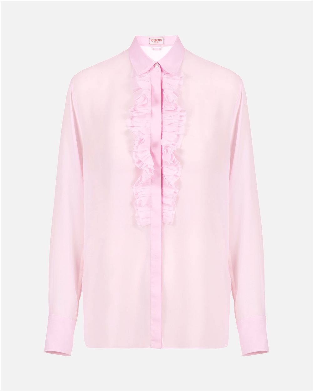 Regular-fit shirt in pink technical chiffon - Iceberg - Official Website