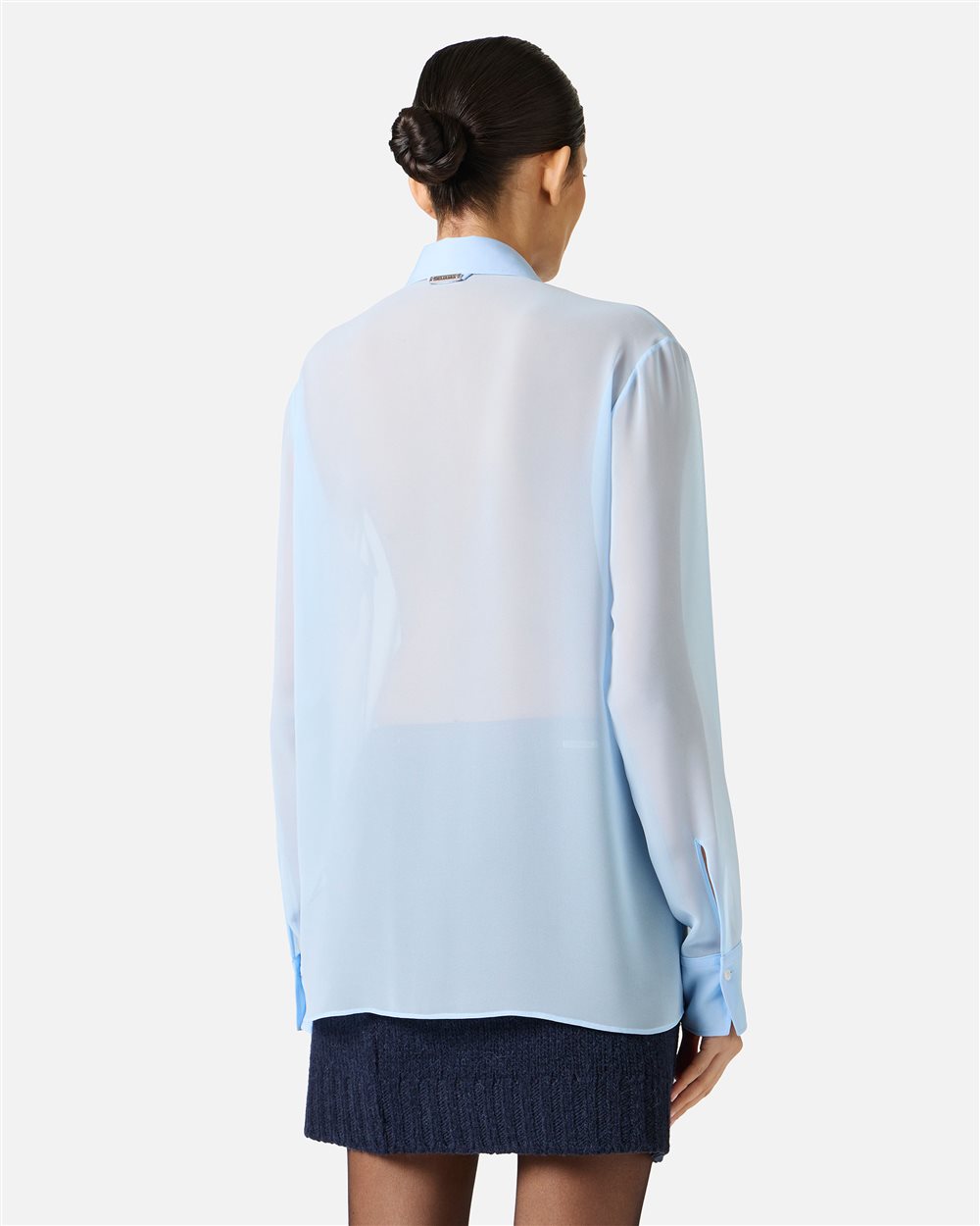 Regular-fit shirt in light blue technical chiffon - Iceberg - Official Website