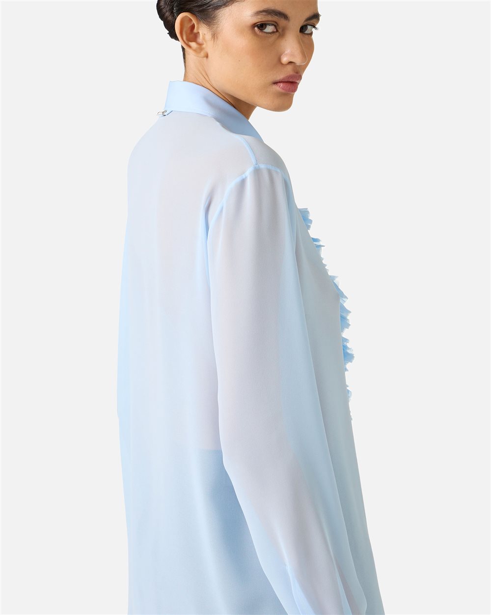 Regular-fit shirt in light blue technical chiffon - Iceberg - Official Website