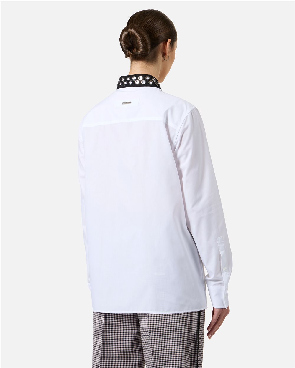 Comfort fit shirt in optical white with grosgrain details - Iceberg - Official Website