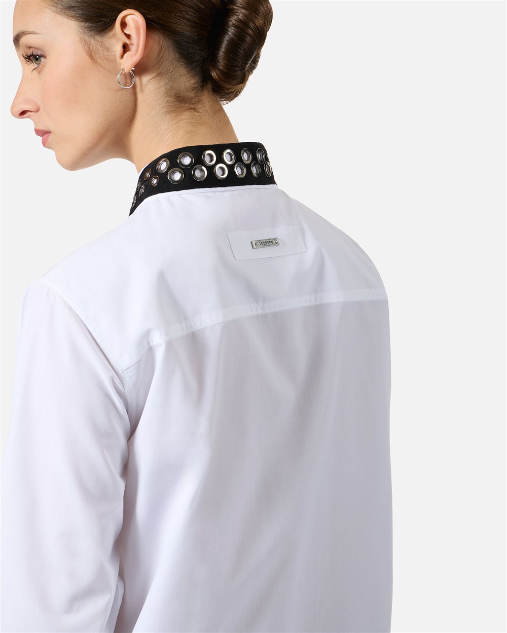 Comfort fit shirt in optical white with grosgrain details - Iceberg - Official Website