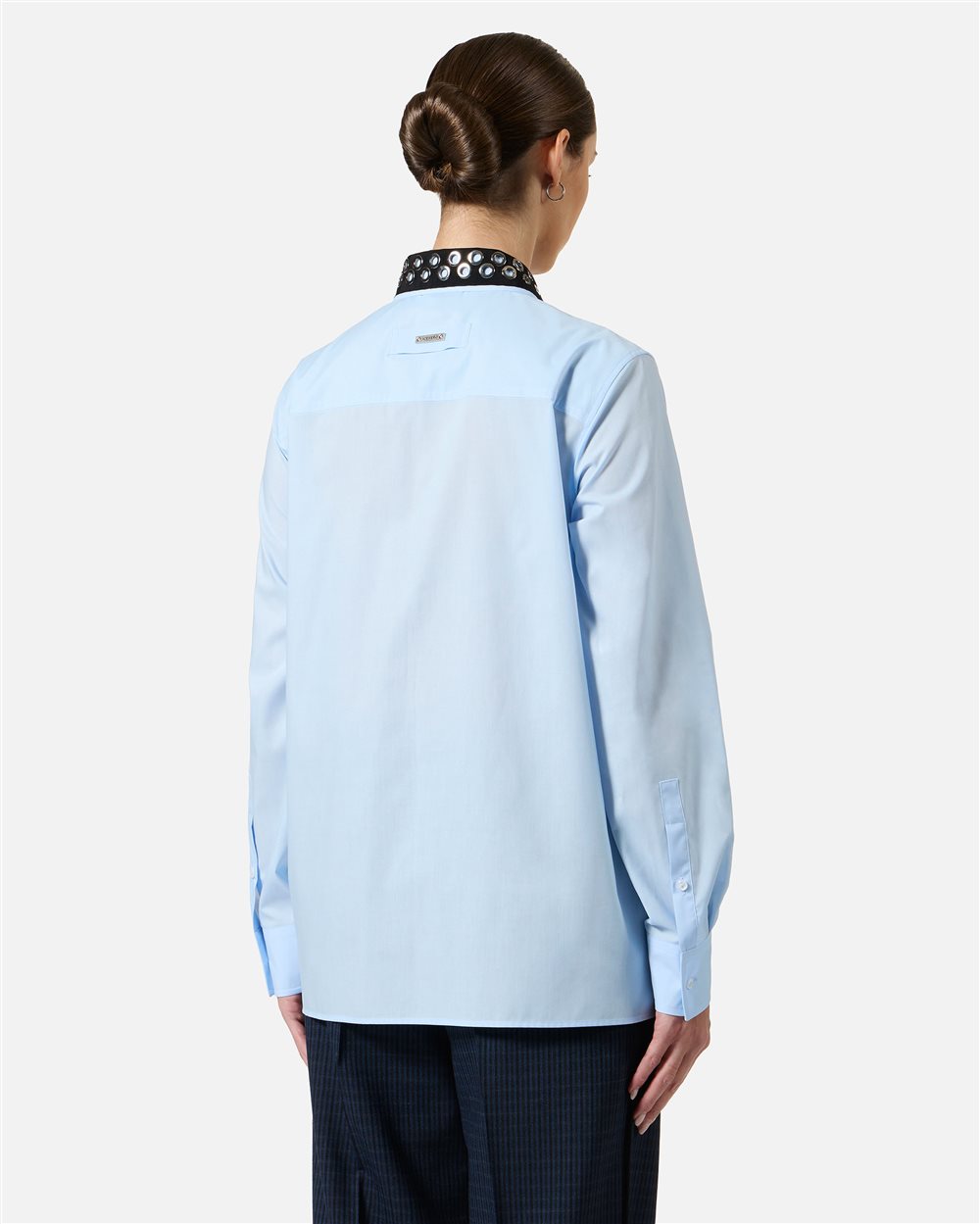 Comfort fit light blue shirt with grosgrain details - Iceberg - Official Website