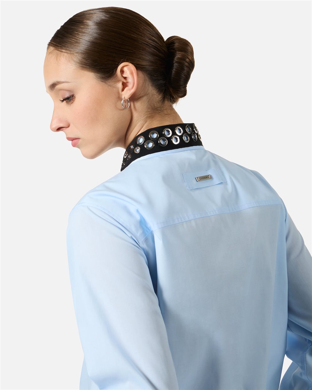 Comfort fit light blue shirt with grosgrain details - Iceberg - Official Website