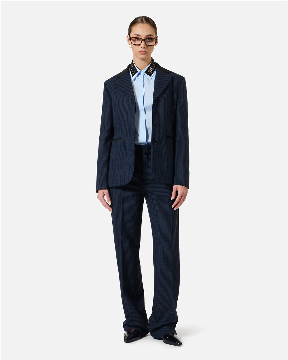 Regular-fit single-breasted jackets in blue and black checked fabric - Iceberg - Official Website