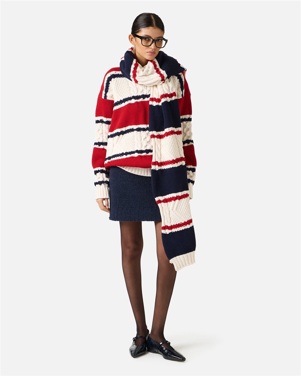 Multicolored red and blue striped scarf - Iceberg - Official Website