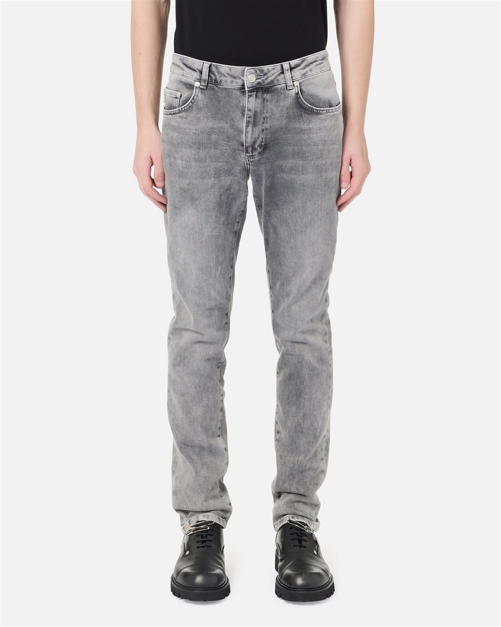 5 Pocket Skinny Fit Trousers in Grey Degradable Iceberg Denim Canvas - Iceberg - Official Website