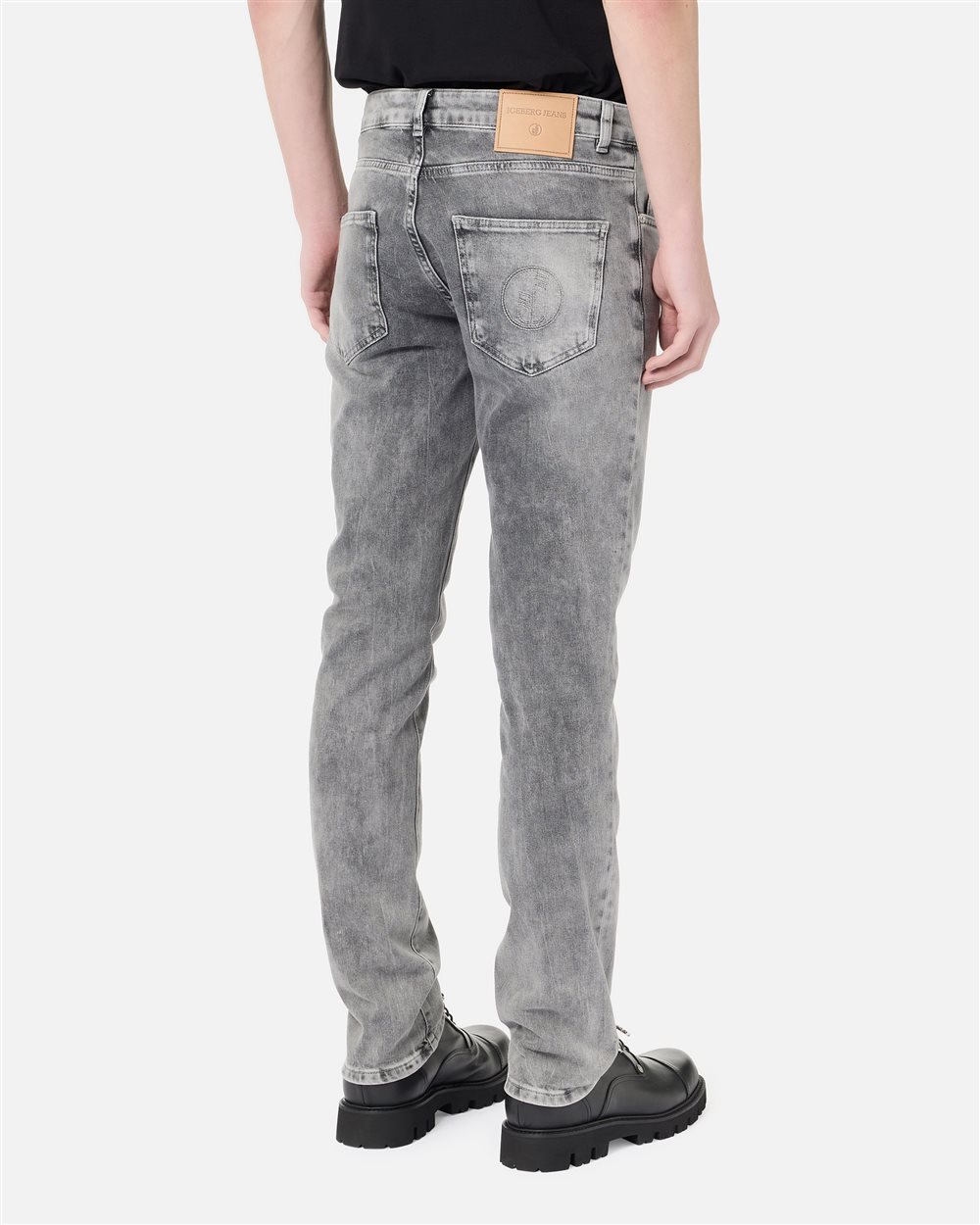 5 Pocket Skinny Fit Trousers in Grey Degradable Iceberg Denim Canvas - Iceberg - Official Website