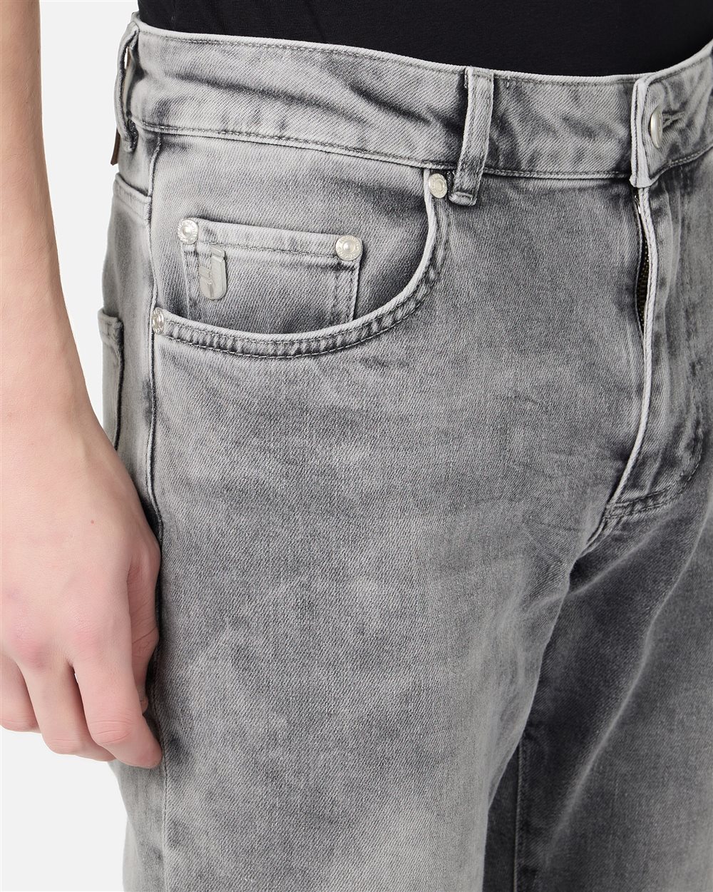 5 Pocket Skinny Fit Trousers in Grey Degradable Iceberg Denim Canvas - Iceberg - Official Website