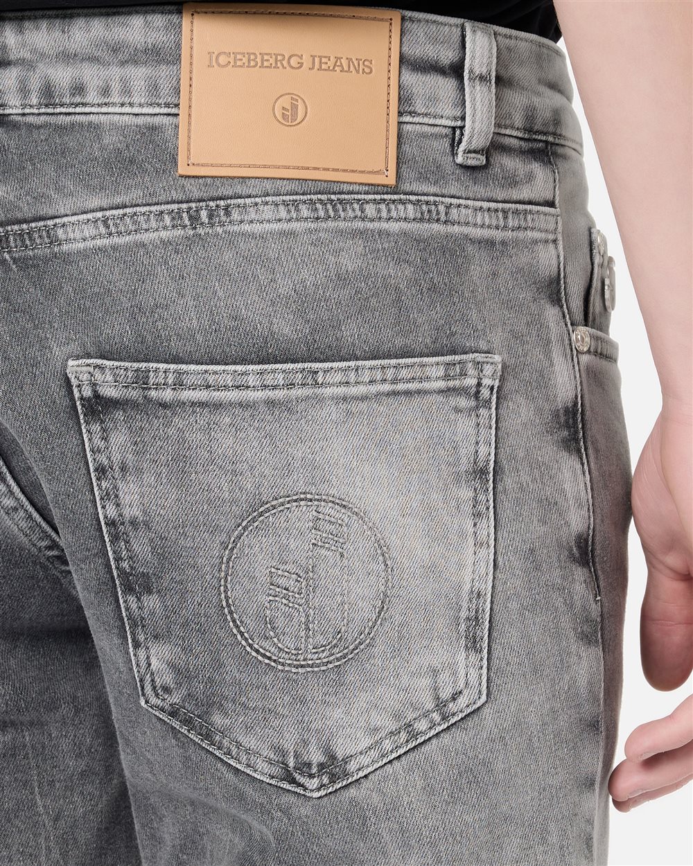 5 Pocket Skinny Fit Trousers in Grey Degradable Iceberg Denim Canvas - Iceberg - Official Website