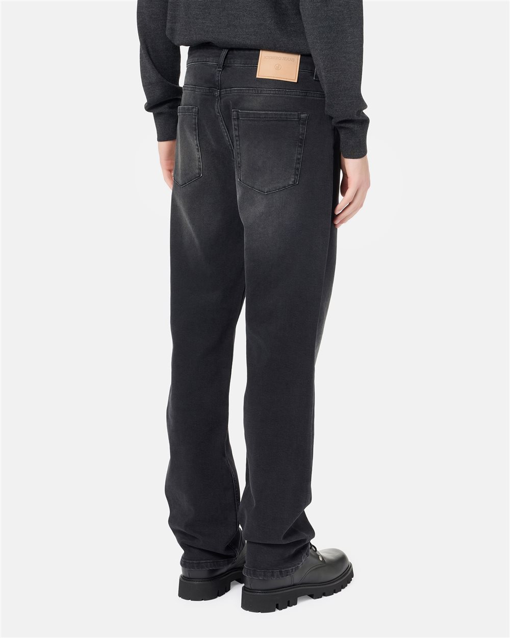 5 Pocket Loose Fit Trousers in Black Denim Canvas Iceberg - Iceberg - Official Website