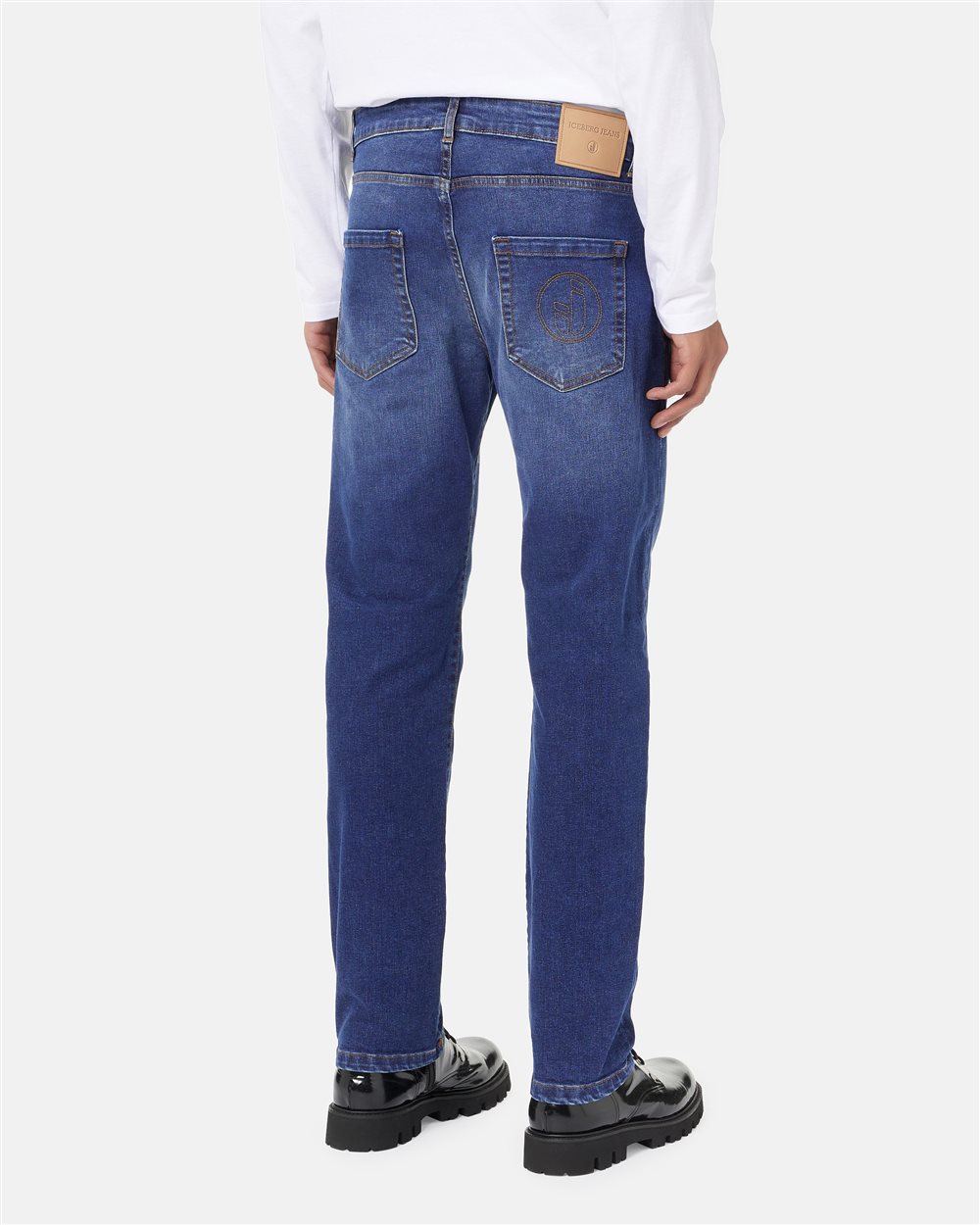 5 Pocket Regular Fit Trousers in Indigo Denim Canvas Iceberg - Iceberg - Official Website