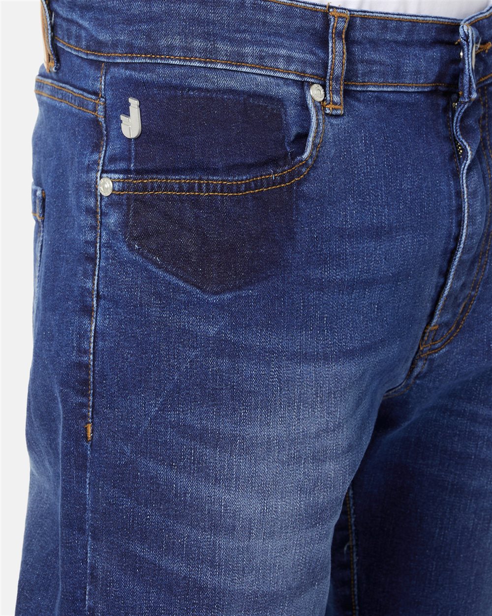 5 Pocket Regular Fit Trousers in Indigo Denim Canvas Iceberg - Iceberg - Official Website