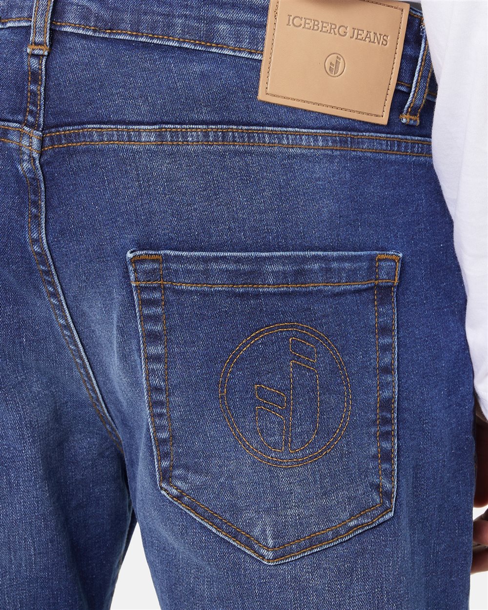 5 Pocket Regular Fit Trousers in Indigo Denim Canvas Iceberg - Iceberg - Official Website