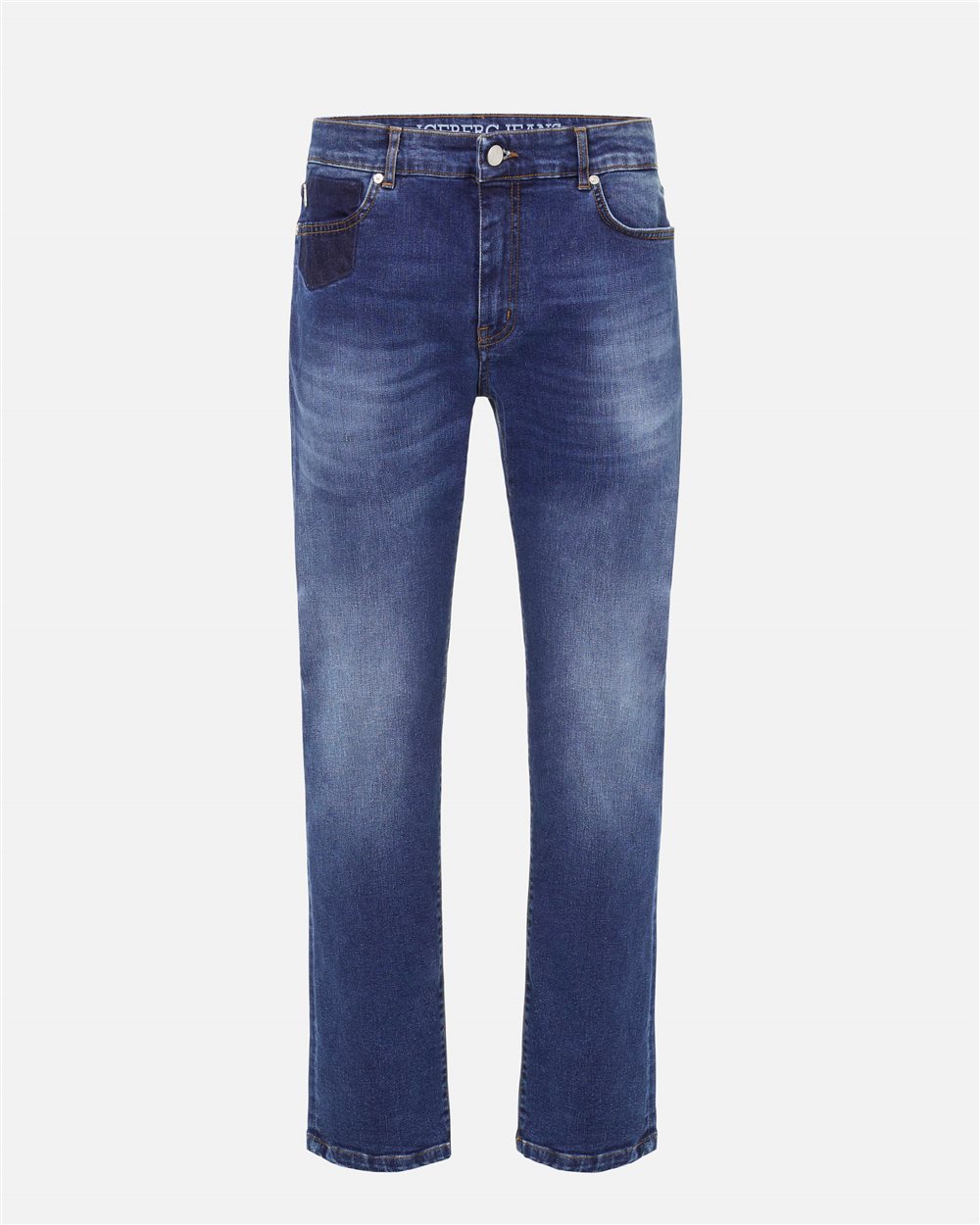 5 Pocket Regular Fit Trousers in Indigo Denim Canvas Iceberg - Iceberg - Official Website