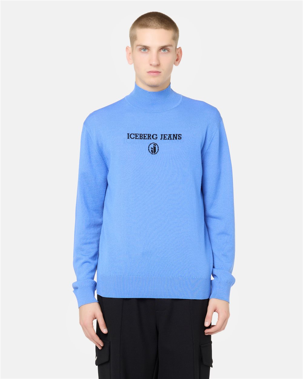 Bluette turtleneck in plain knit with tonal Iceberg logo - Iceberg - Official Website