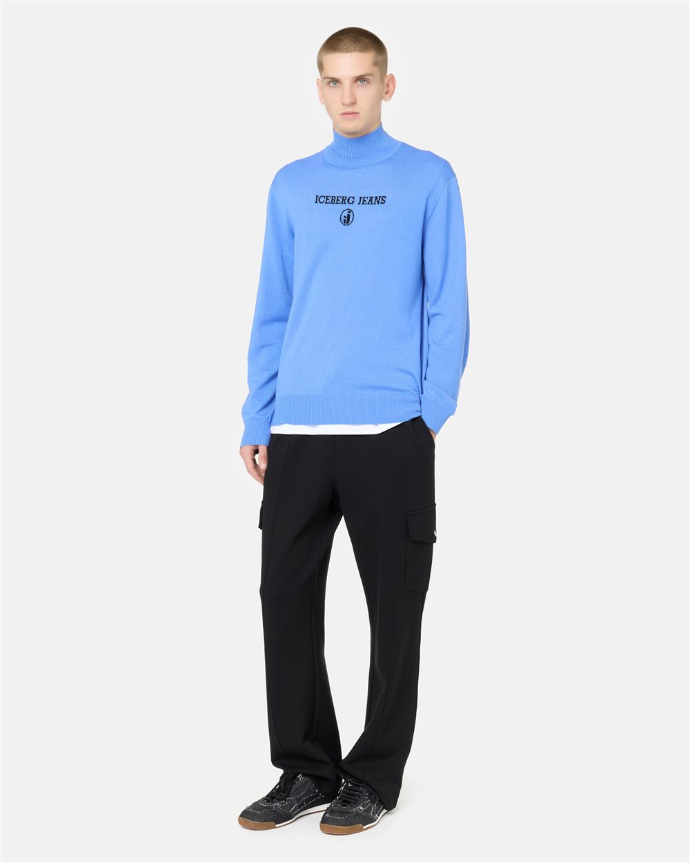 Bluette turtleneck in plain knit with tonal Iceberg logo - Iceberg - Official Website