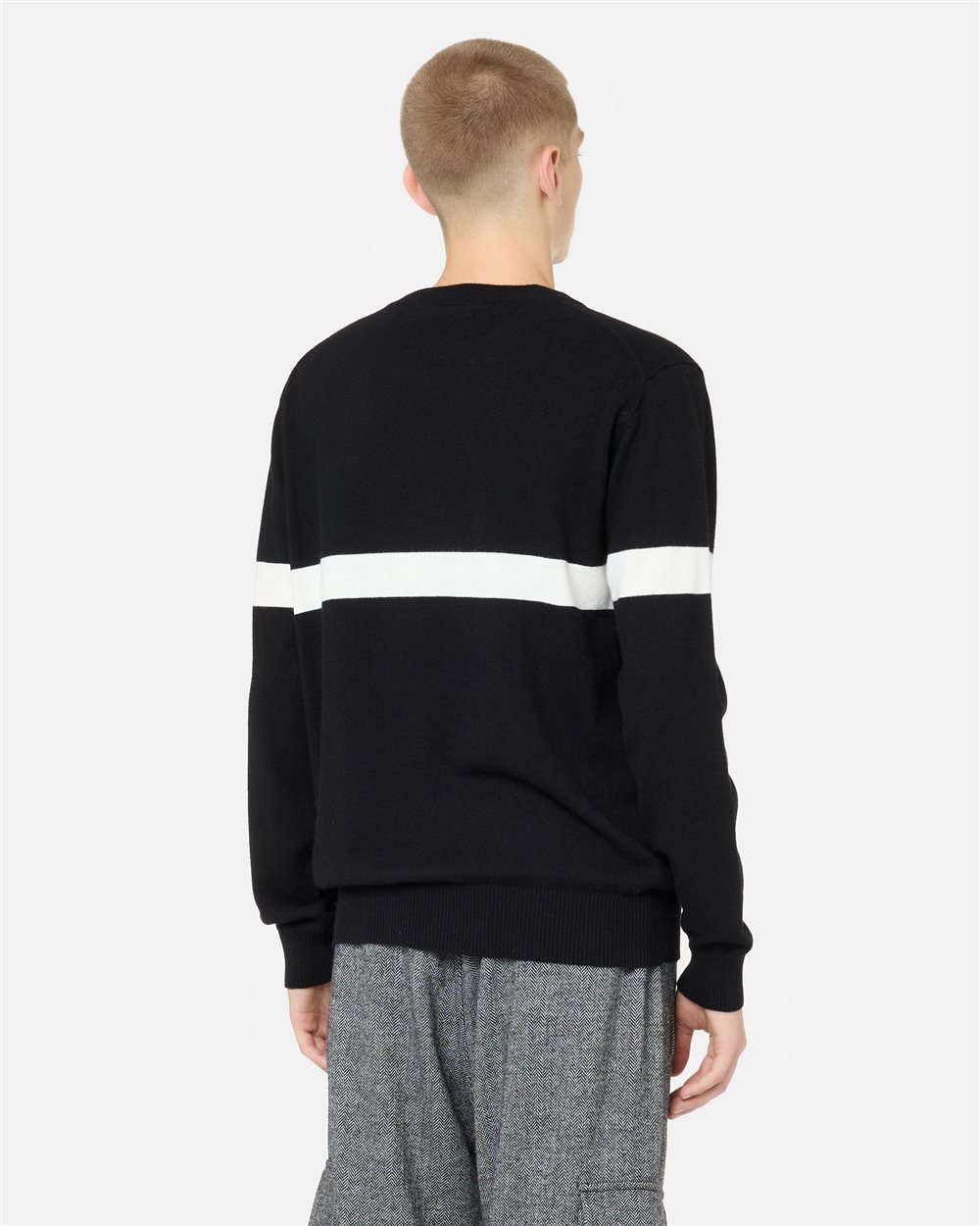 Black crewneck sweater in wool cashmere blend with 1986 embroidery and Iceberg logo - Iceberg - Official Website
