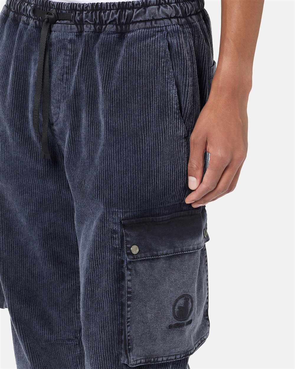 Navy corduroy cargo fit pants in cotton corduroy - Iceberg - Official Website