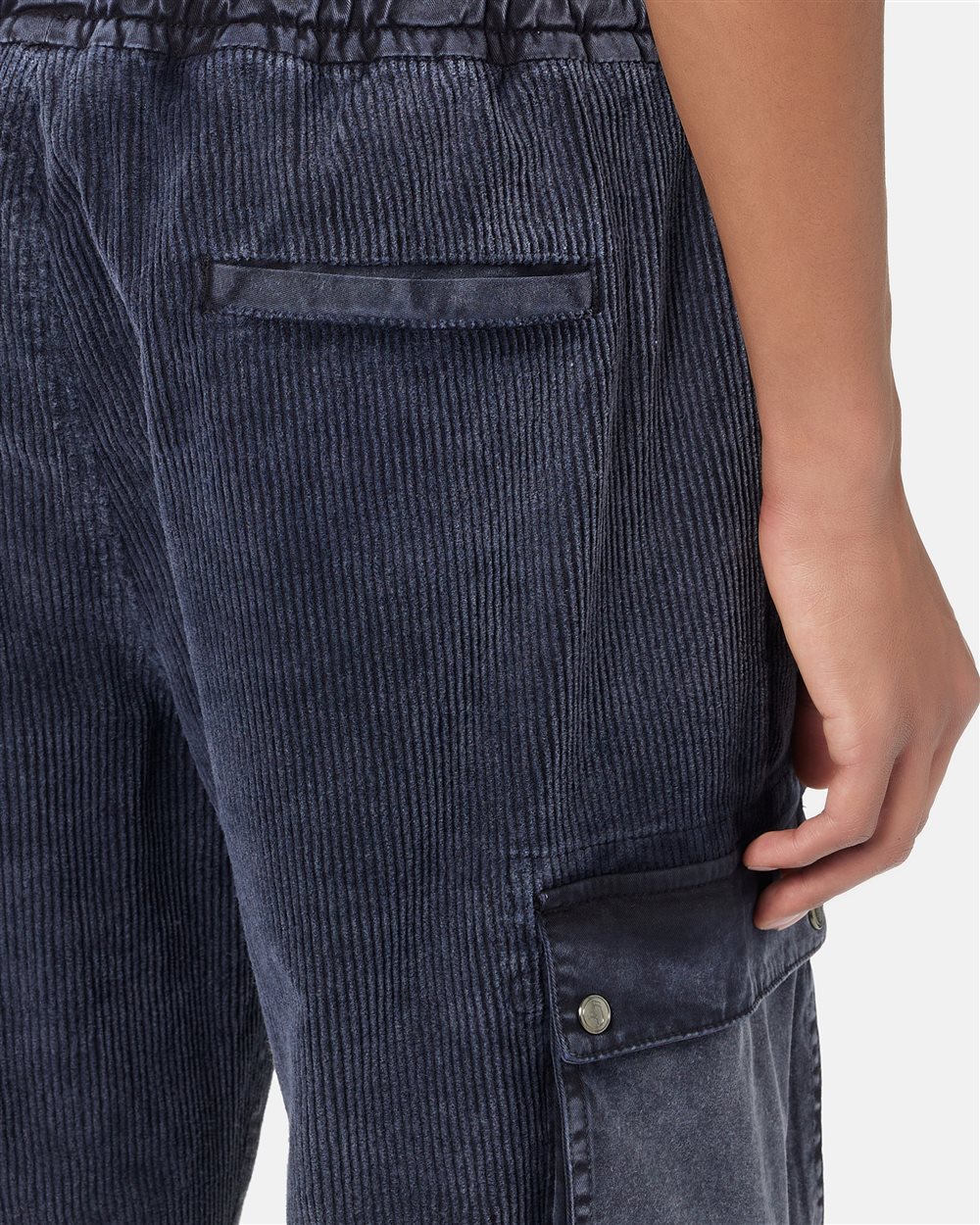 Navy corduroy cargo fit pants in cotton corduroy - Iceberg - Official Website