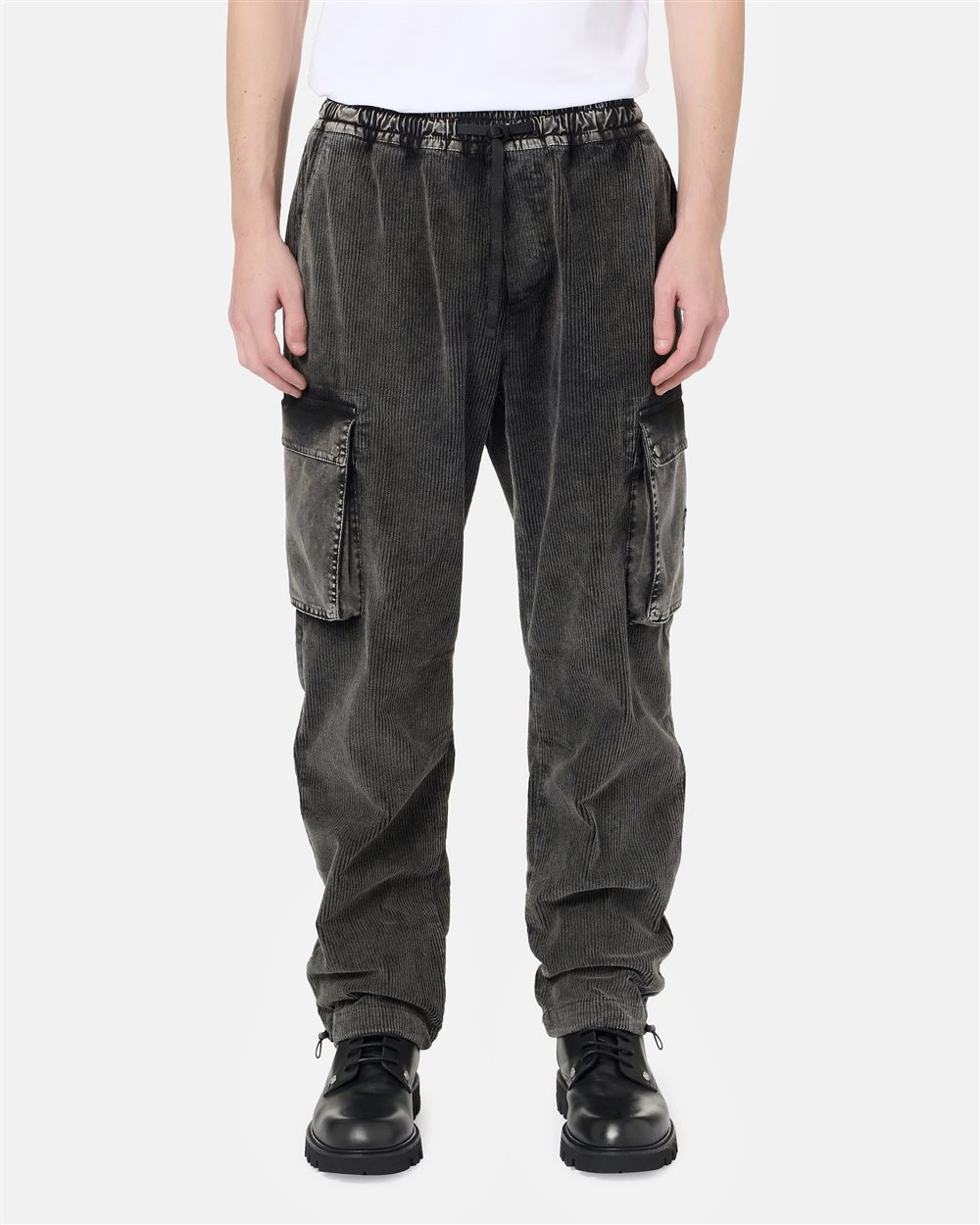 Lead grey corduroy cargo fit pants in cotton corduroy - Iceberg - Official Website