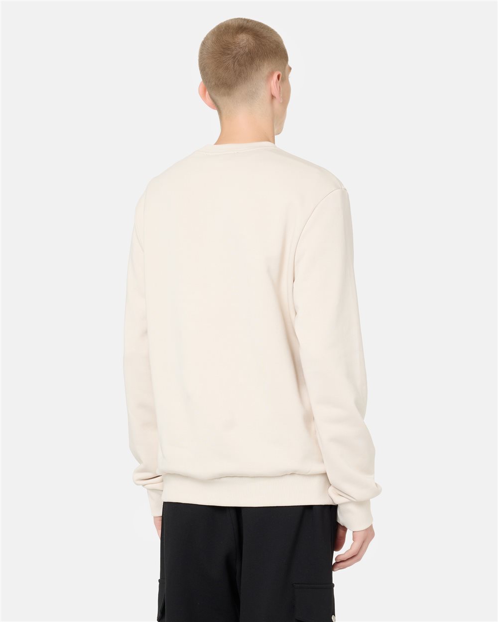 Regular fit crew neck sweater in ivory cotton diagonal fleece with IJ logo print on the heart - Iceberg - Official Website