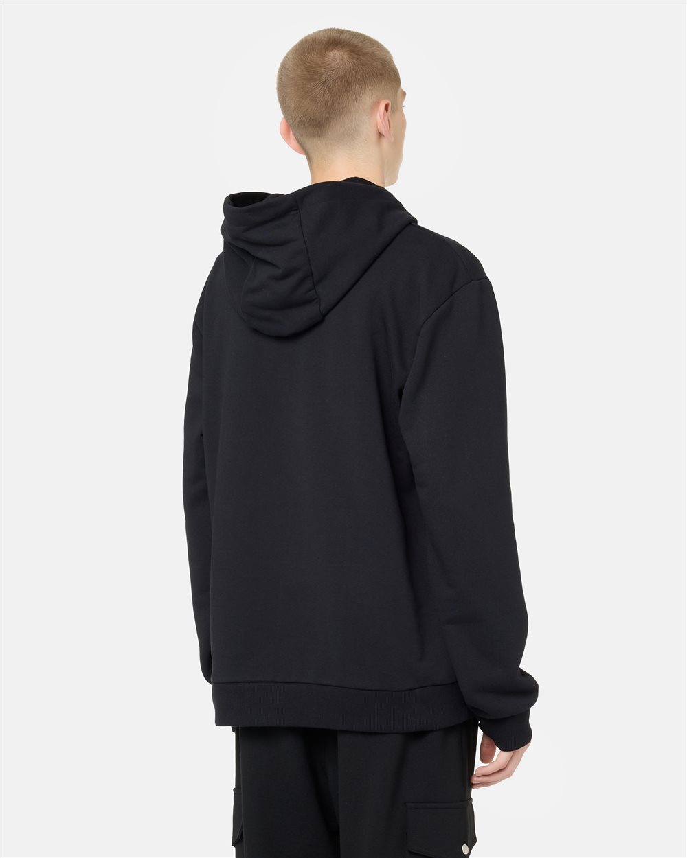 Chill Fit Hoodie in black cotton diagonal fleece with Iceberg logo and mountain details - Iceberg - Official Website