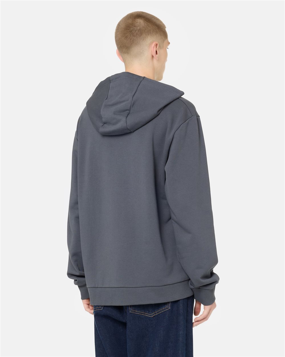 Chill Fit Hoodie in lead grey cotton diagonal fleece with Bocche print and Iceberg logo embroidery - Iceberg - Official Website
