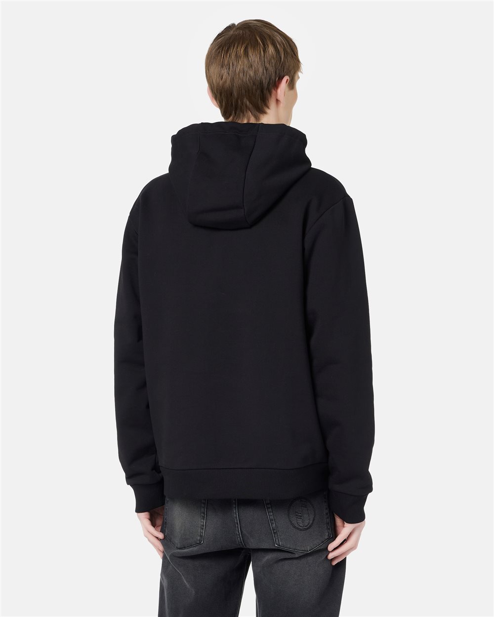 Chill Fit Hoodie in black cotton diagonal fleece with Bocche print and Iceberg logo embroidery - Iceberg - Official Website