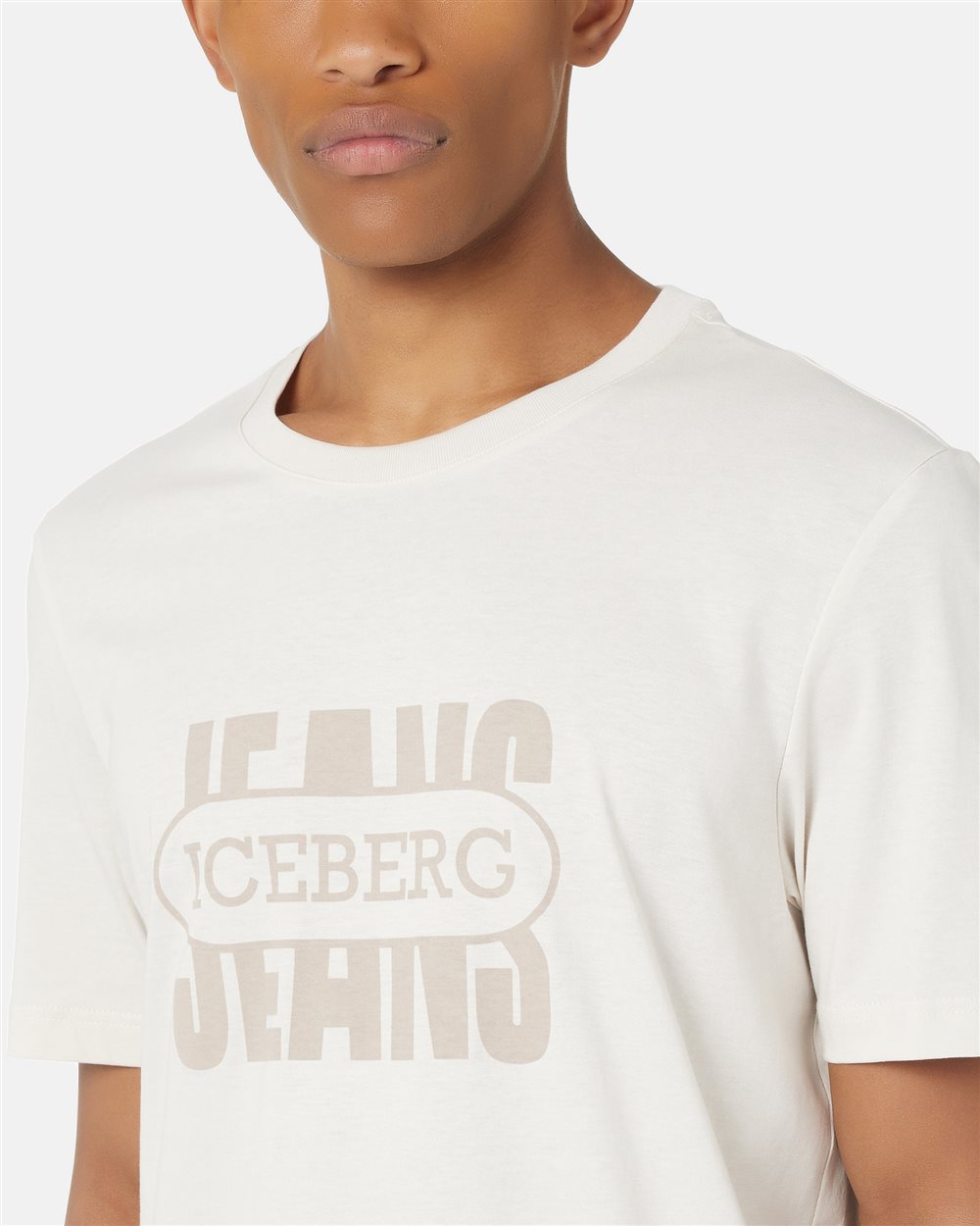 Regular fit ivory cotton jersey T-shirt - Iceberg - Official Website