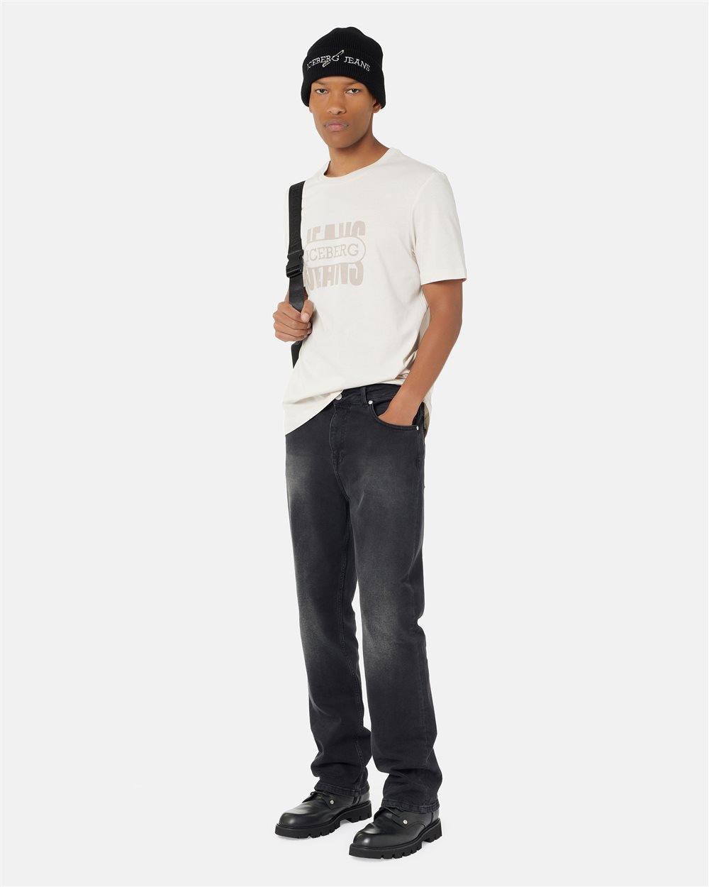 Regular fit ivory cotton jersey T-shirt - Iceberg - Official Website
