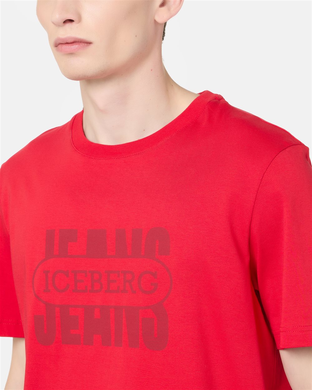 Regular fit red cotton jersey T-shirt - Iceberg - Official Website