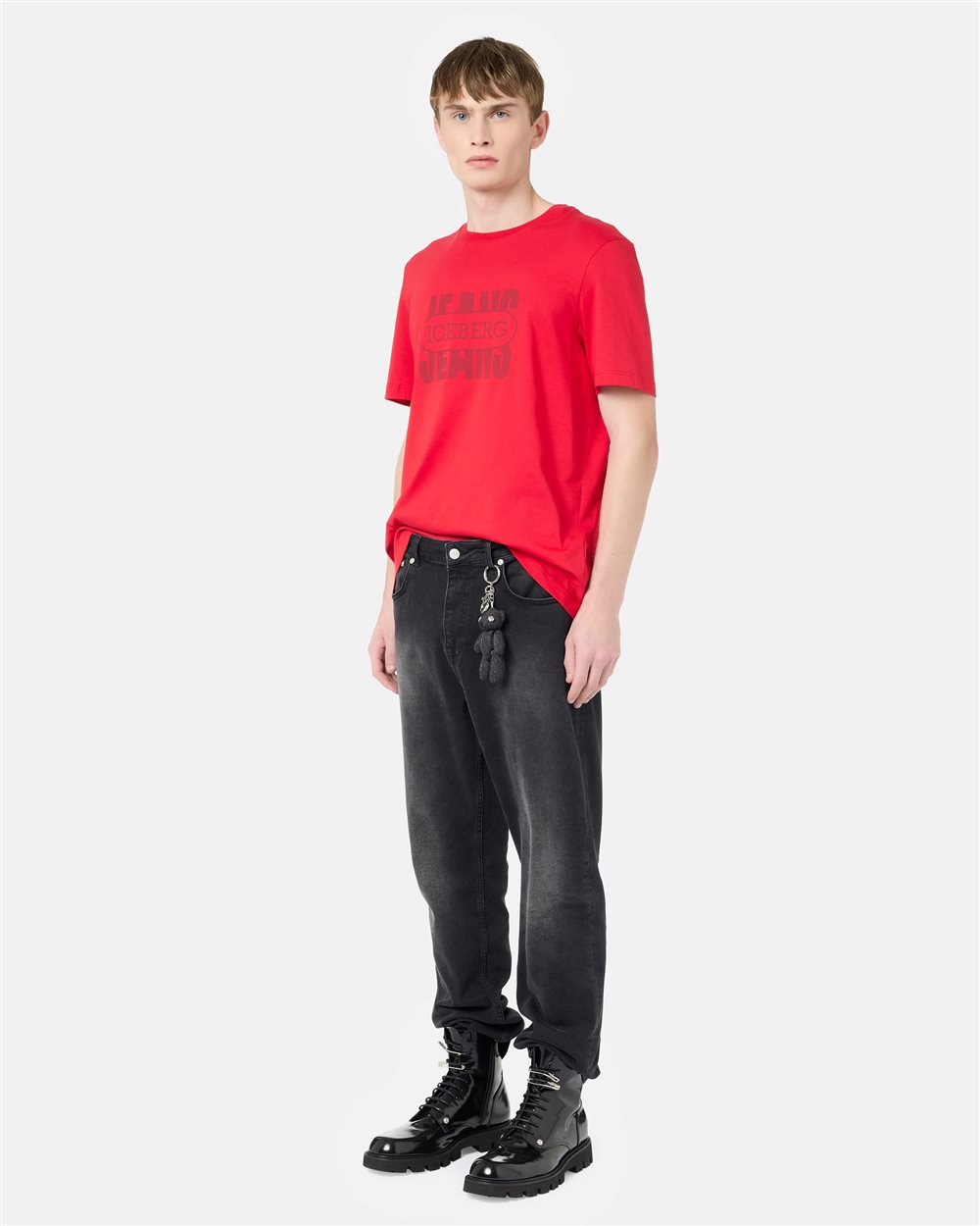 Regular fit red cotton jersey T-shirt - Iceberg - Official Website