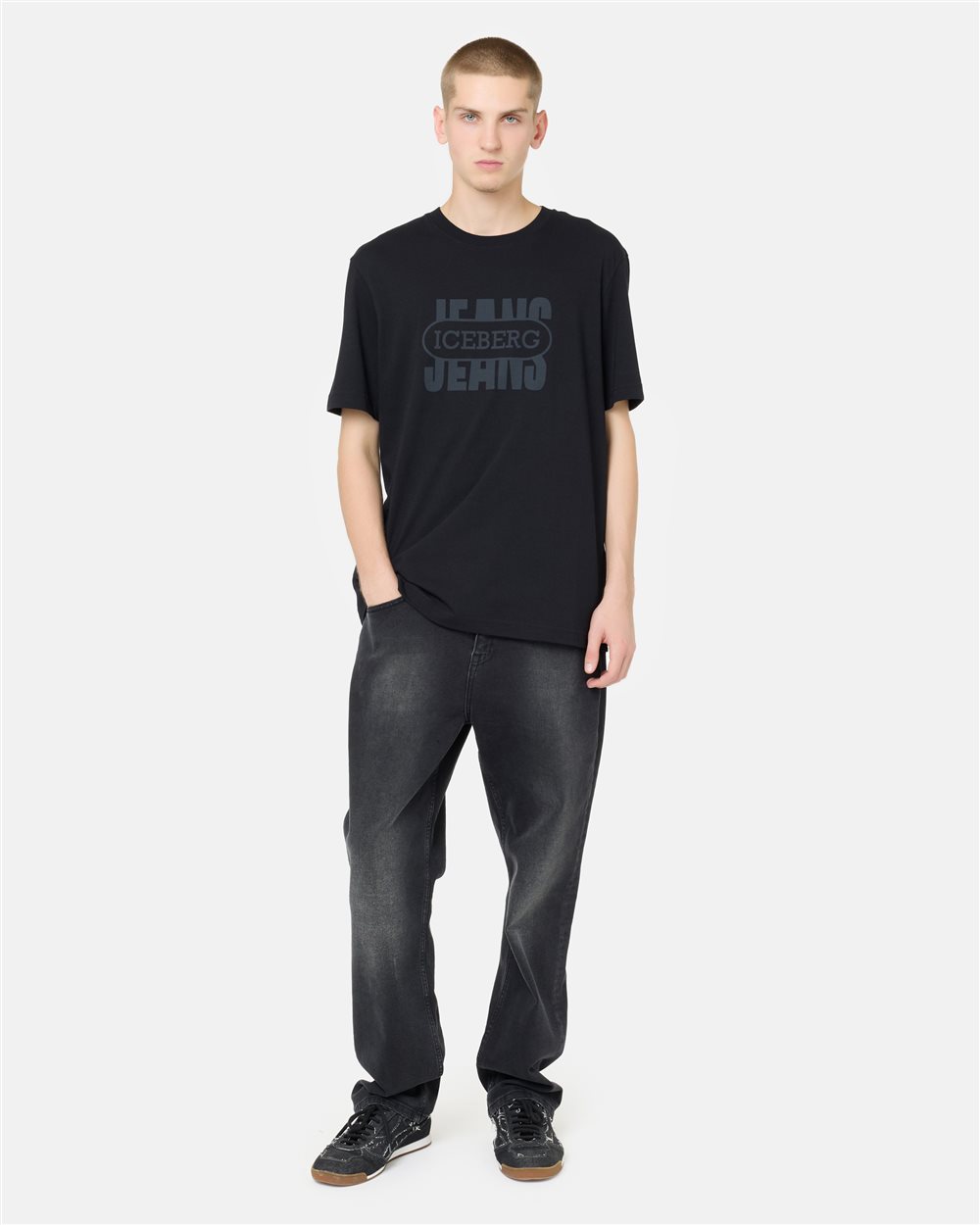 Regular fit black cotton jersey T-shirt - Iceberg - Official Website