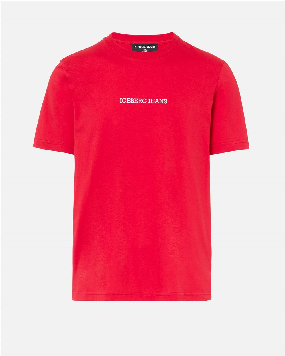 Regular-fit red cotton jersey T-shirt with logo embroidery and Doubledecker print - Iceberg - Official Website