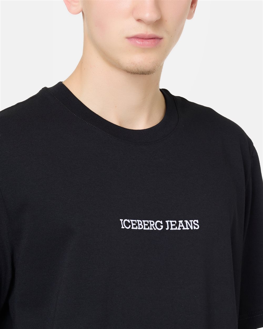 Regular-fit black cotton jersey T-shirt with logo embroidery and Doubledecker print - Iceberg - Official Website