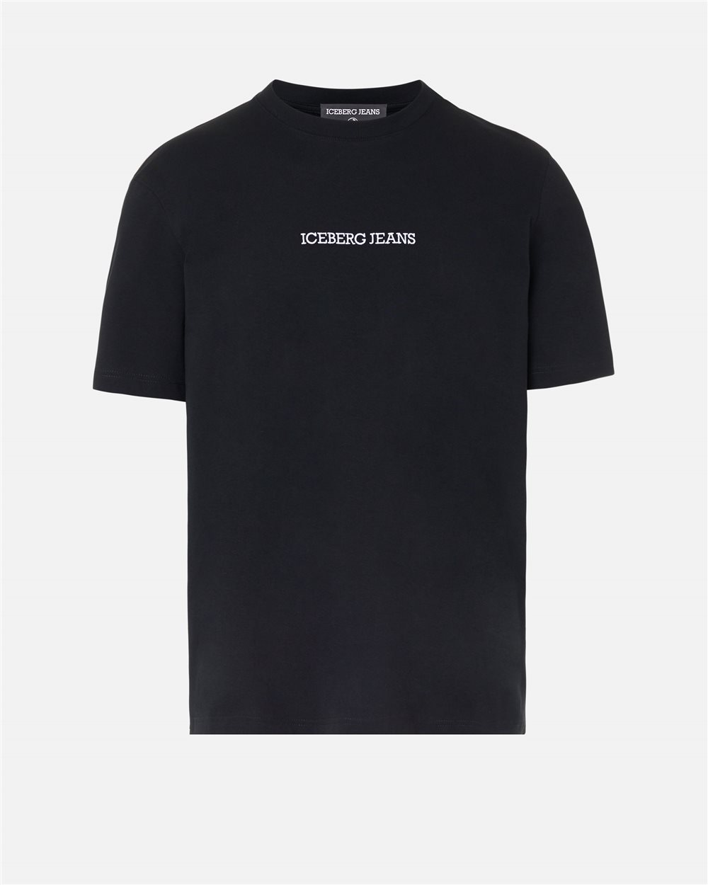 Regular-fit black cotton jersey T-shirt with logo embroidery and Doubledecker print - Iceberg - Official Website