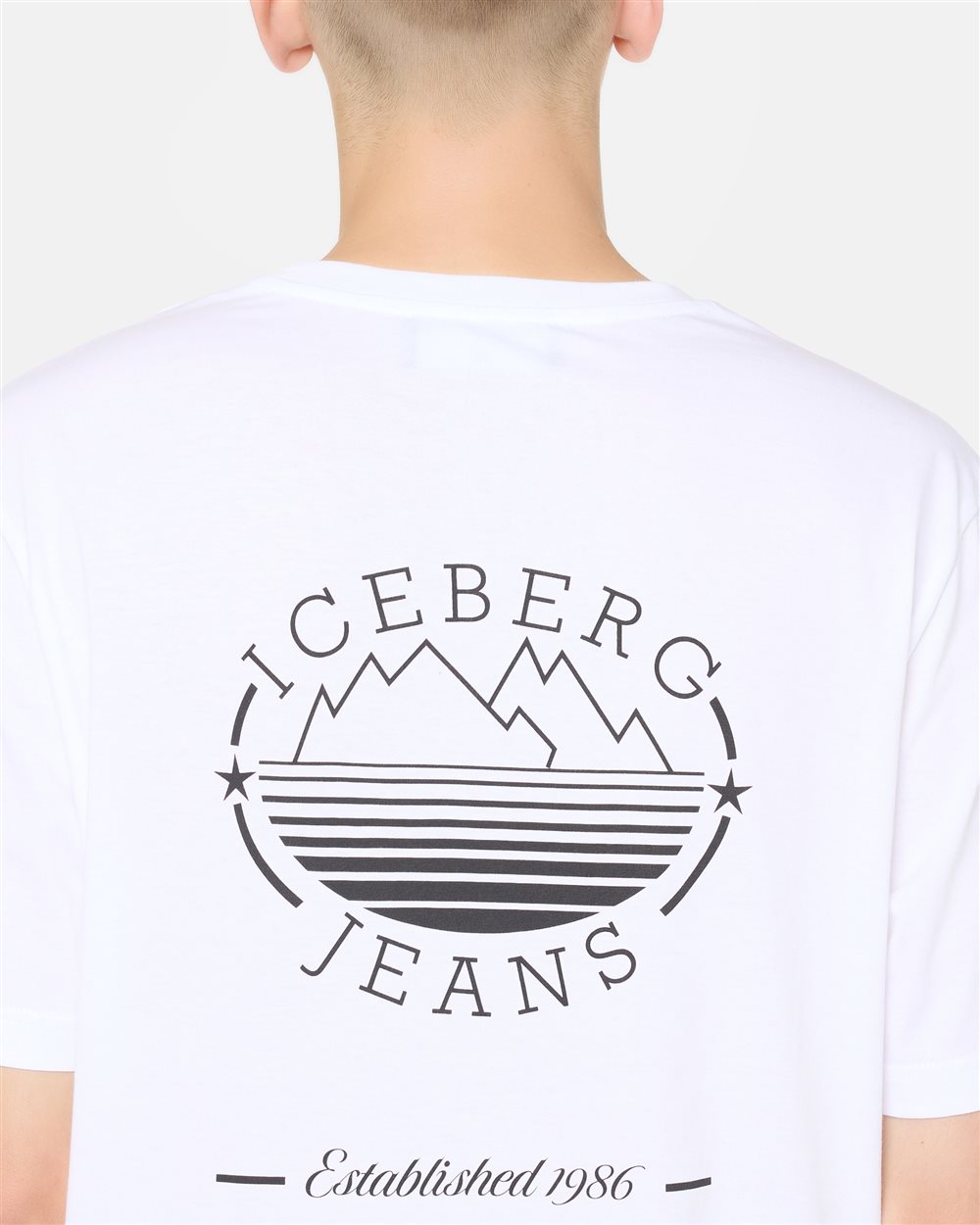 Regular Fit T-shirt in Optical White Cotton Jersey with Iceberg and Mountain Logo - Iceberg - Official Website