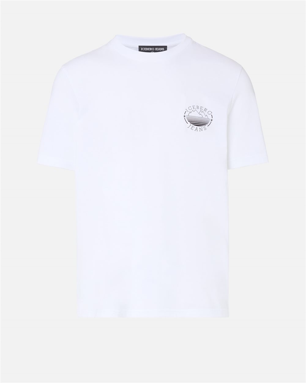 Regular Fit T-shirt in Optical White Cotton Jersey with Iceberg and Mountain Logo - Iceberg - Official Website
