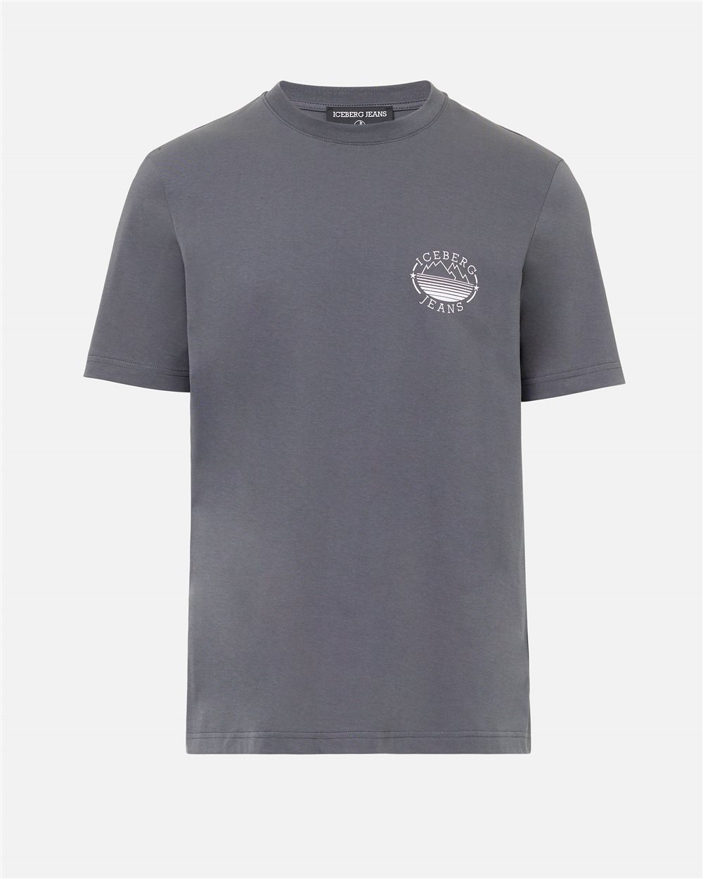Regular Fit T-shirt in Lead Grey Cotton Jersey with Iceberg and Mountain Logo - Iceberg - Official Website