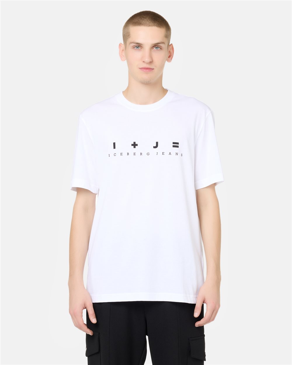 Regular fit T-shirt in optical white cotton jersey - Iceberg - Official Website
